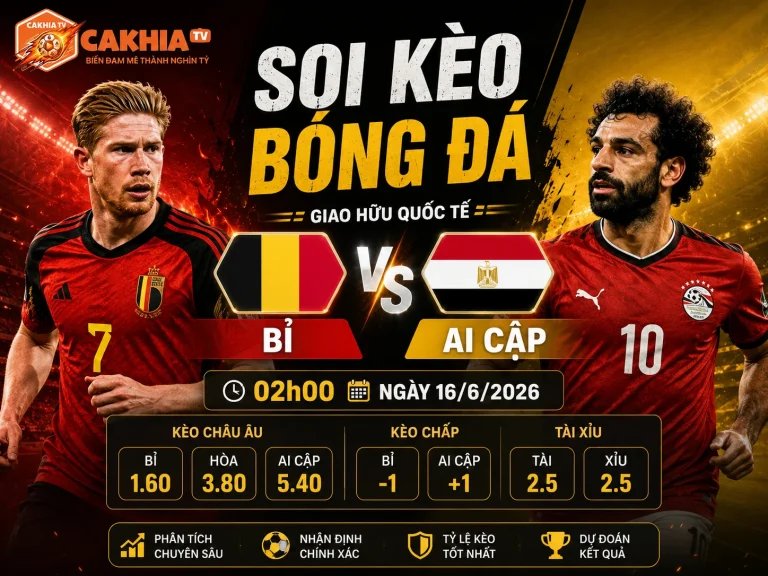 Soi Kèo Bóng Đá Bỉ vs Ai Cập, 02h00 Ngày 16/6/2026