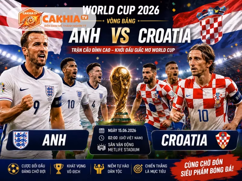 Soi Kèo Bóng Đá Anh vs Croatia, 03h00 Ngày 18/6/2026