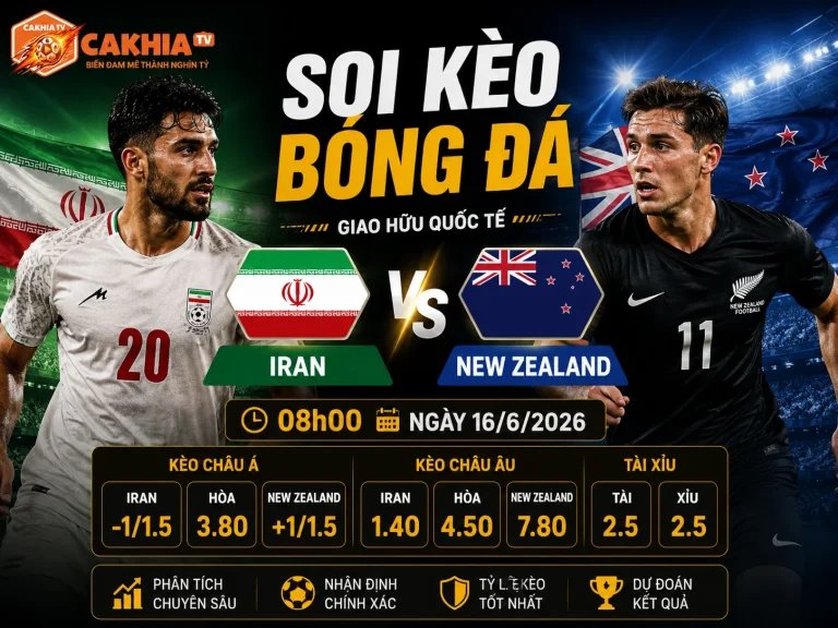 Soi kèo bóng đá Iran vs New Zealand, 08h00 ngày 16/6/2026